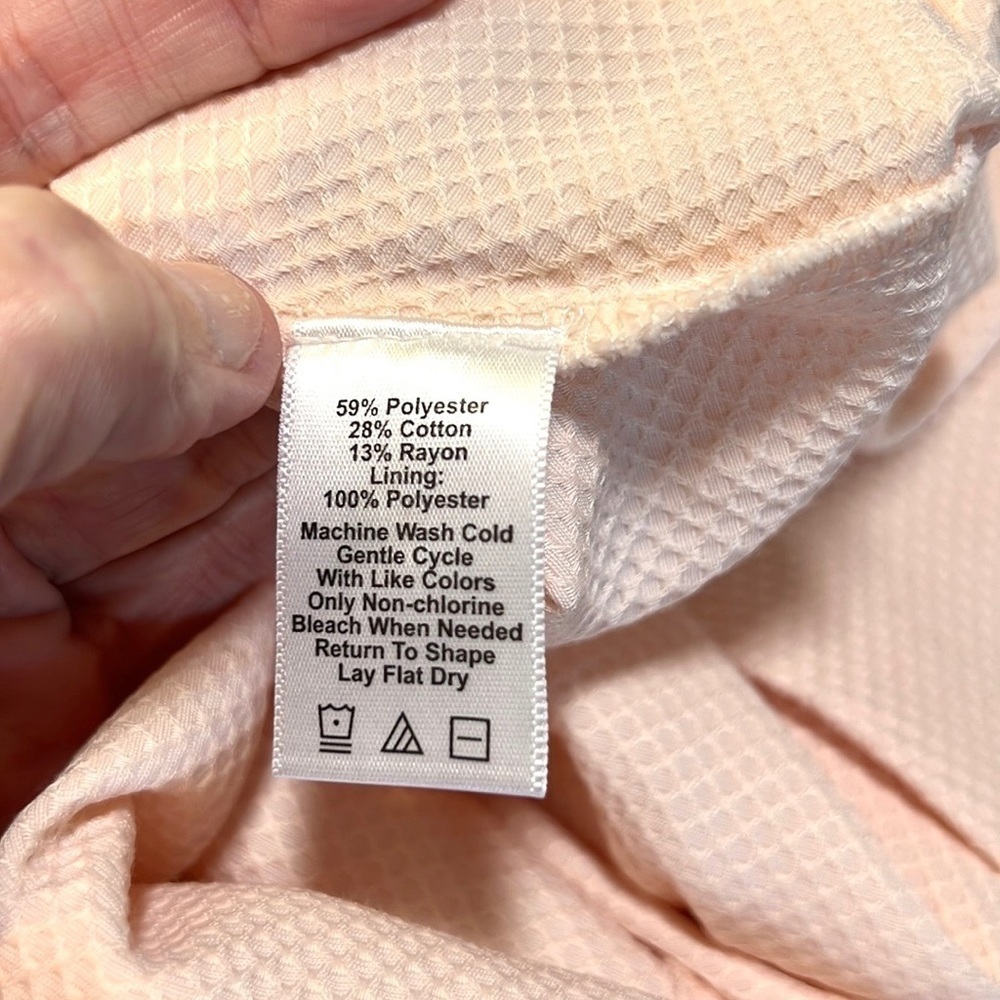 Lark & Ro Peach Pink Textured V Neck Fit Flare Church Brunch Dress Lined Size 12 - Picture 7 of 10